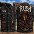 RUSH 2112 Forever Denim Vest Time Stands Still For Legends RUSH Band Merch Gift For Music Fans - Merchluma