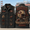San Francisco 49ers Faithful To The Bay Denim Vest SF 49ers Merch Present For Football Fans - Merchluma