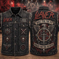 Slayer Built For The Pit Forged For The Faithful Denim Vest Slayer Merch Gifts For Dad - Merchluma