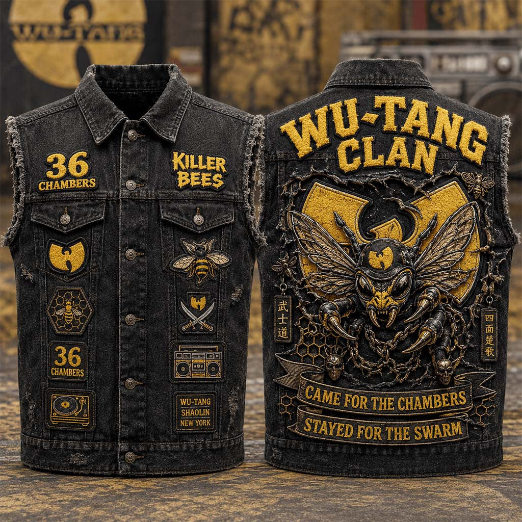 Wu-Tang Clan Merch Came For The Chambers Stayed For The Swarm Denim Vest Gift For Him - Merchluma