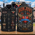 Bon Jovi Keep The Faith Denim Vest New Jersey Rock Bon Jovi Merch Gift Ideas For Music Lovers - Merchluma