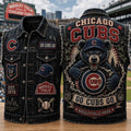 Chicago Cubs Merch Go Cubs Go Wrigleyville Pride Denim Vest Gift For Baseball Fans - Merchluma