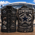 Dallas Cowboys America's Team Denim Vest Dallas Cowboys Merch Best Gifts For Football Fans - Merchluma