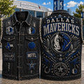 Dallas Mavericks MFFL Denim Vest Game Day Outfits Dallas Mavericks Merch Basketball Fan Gear - Merchluma