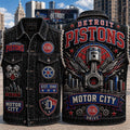 Detroit Pistons Motor City Denim Vest Detroit Pistons Merch Gifts For Basketball Fans - Merchluma