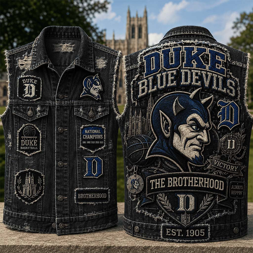 Duke Blue Devils The Brotherhood Denim Vest Always Reppin Duke Blue Devils Merch Fan Gifts - Merchluma