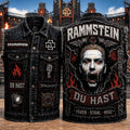 Rammstein Du Hast Feuer Stahl Herz Denim Vest Rammstein Merch Gift Ideas For Band Fans - Merchluma