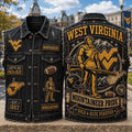 West Virginia Mountaineers Merch Mountaineer Pride Gold And Blue Forever Denim Vest Fan Gifts - Merchluma
