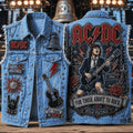 AC DC For Those About To Rock Denim Vest High Voltage AC DC Merch Gift For Music Lovers - Merchluma