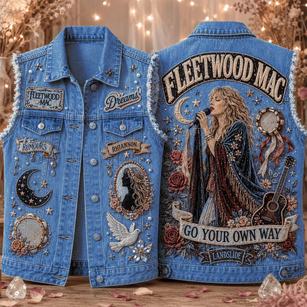 Fleetwood Mac Go Your Own Way Denim Vest Fleetwood Mac Merch 2026 Gift For Music Lovers - Merchluma