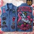 Notre Dame Fighting Irish In October We Wear Pink Denim Vest Breast Cancer Awareness Merch - Merchluma