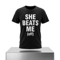 She Beats Me Off Shirt Funny Adults T-Shirt Gifts For Husband - Merchluma