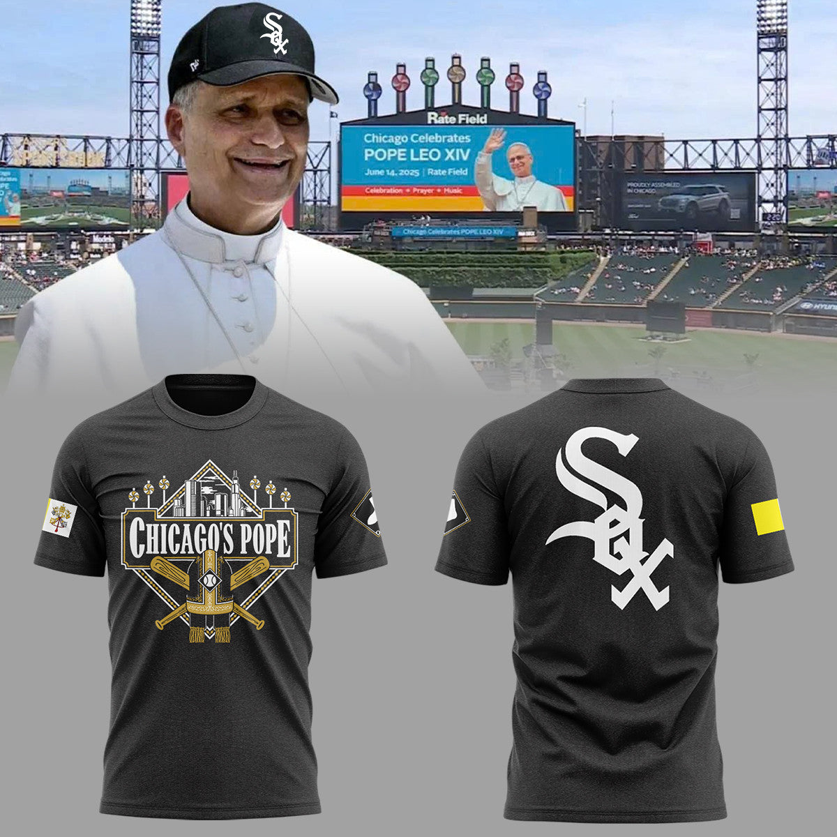Chicago White Sox 2026 Chicago's Pope T-Shirt Pope Leo XIV Merch Catholics Gift Ideas - Merchluma