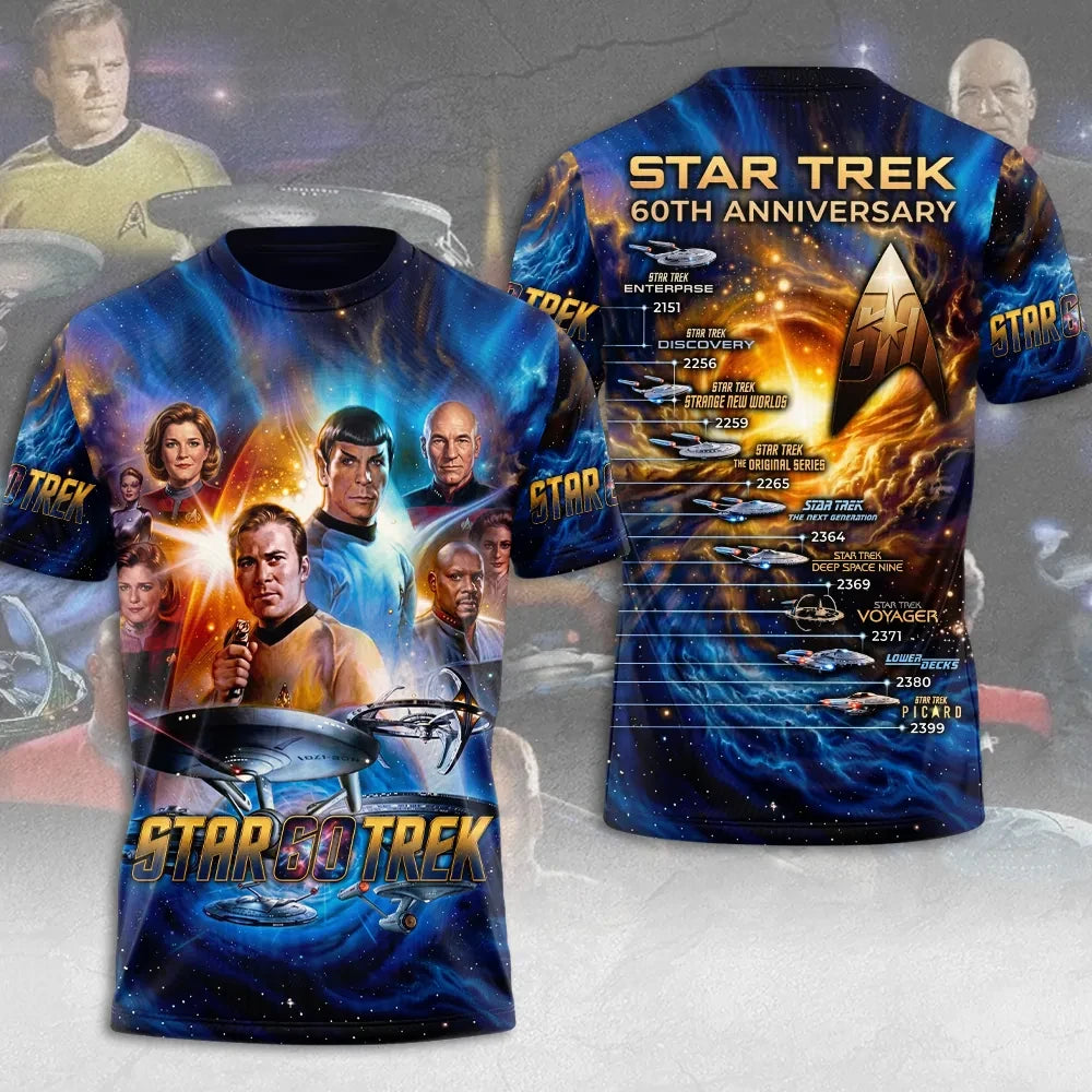 Star Trek 60th Anniversary T-Shirt Star Trek Merch Enterprise Timeline Sci-Fi Fan Tee - Merchluma