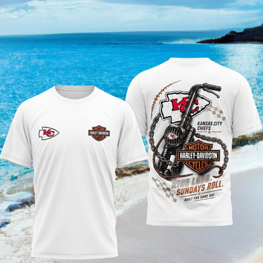 Kansas City Chiefs Motorcycle Ride Loud Sundays Roll Shirt KC Chiefs Merch Game Day Outfits - Merchluma