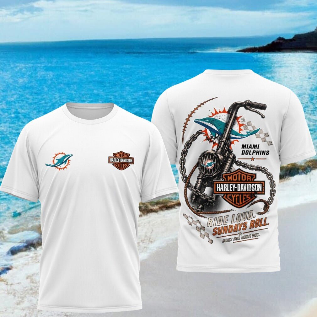 Miami Dolphins Motorcycle Ride Loud Sundays Roll Shirt Miami Dolphins Merch Gift For Fans - Merchluma
