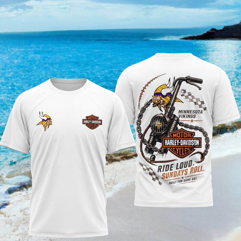 Minnesota Vikings Motorcycle Ride Loud Sundays Roll Biker Shirt MN Vikings Merch Gift For Him - Merchluma