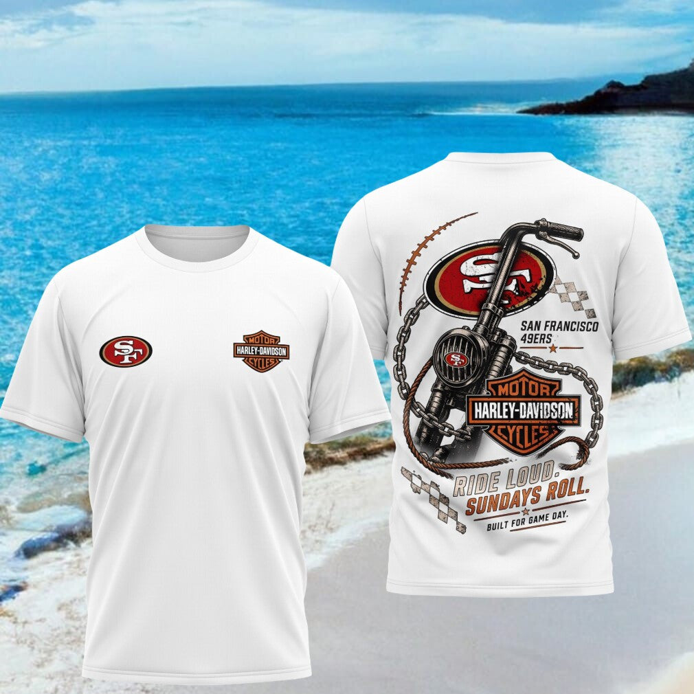 San Francisco 49ers Motorcycle Ride Loud Sundays Roll Shirt 49ers Merch Football Fan Gift Ideas - Merchluma
