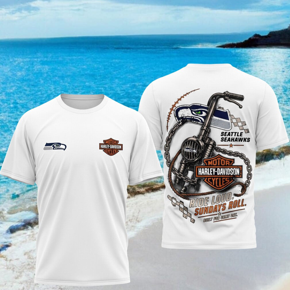 Seattle Seahawks Motorcycle Ride Loud Sundays Roll Biker Shirt Seahawks Merch Gifts For Fan - Merchluma