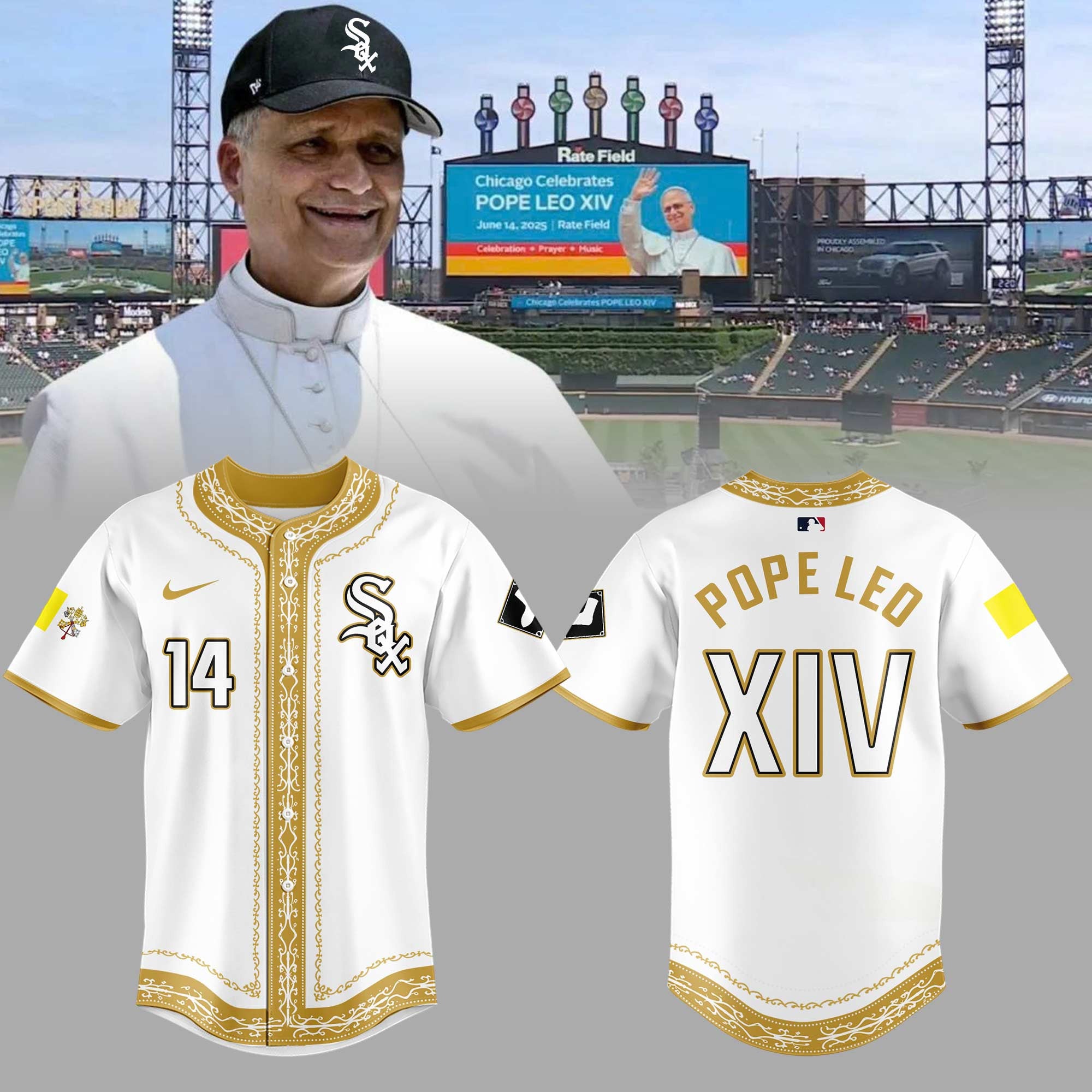 Chicago White Sox 2026 Chicago's Pope Jersey Shirt Pope Leo XIV Merch Gift For Religious - Merchluma