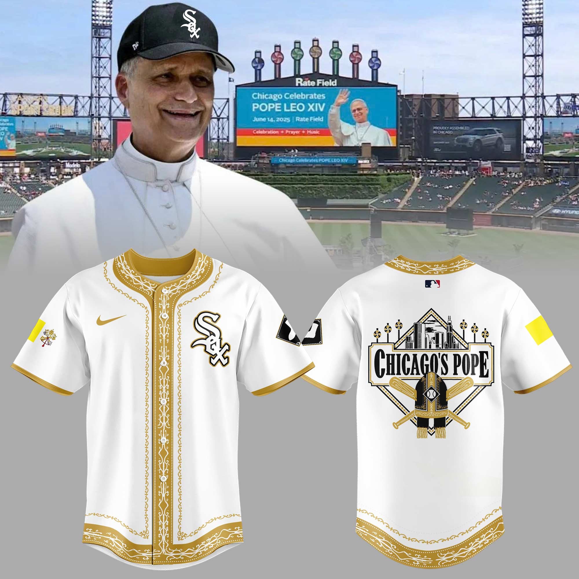 Chicago White Sox Merch 2026 Chicago's Pope Jersey Shirt Pope Leo XIV Merch Catholic Gifts - Merchluma