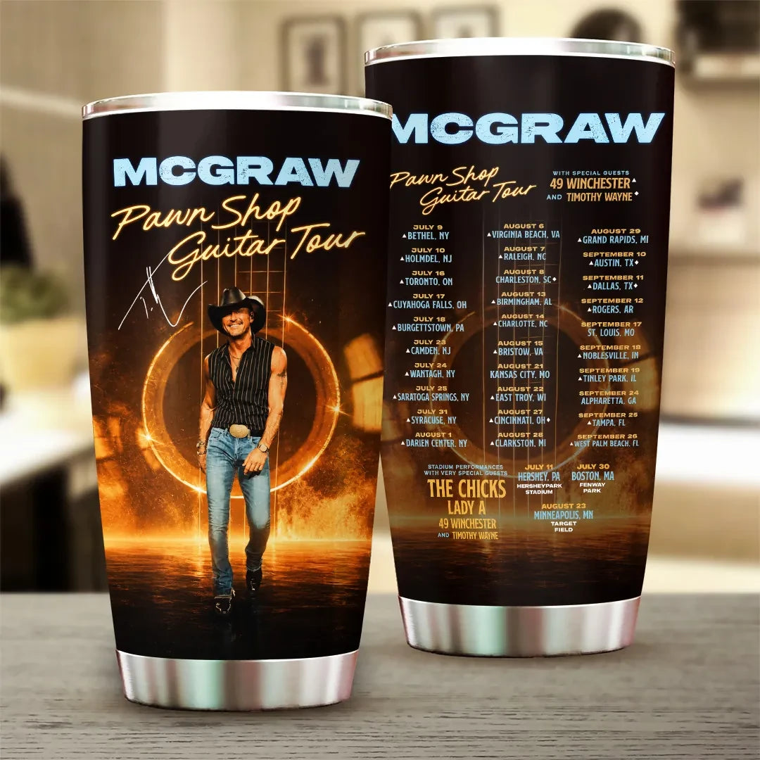 Tim McGraw﻿ 2026 Pawn Shop Guitar Tour Tumbler Tim McGraw﻿ Merch Gifts For Music Lovers - Merchluma