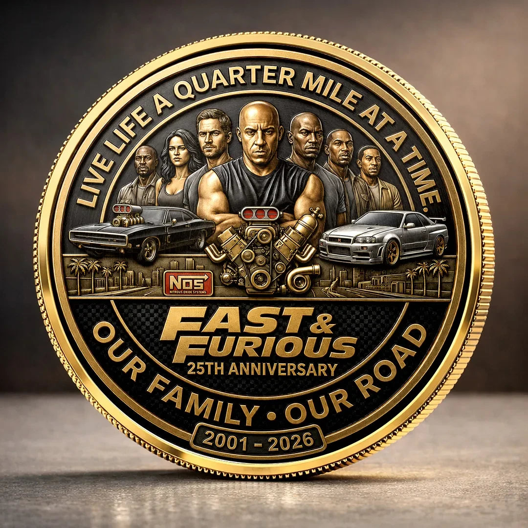 Fast And Furious 25th Anniversary Commemorative Coin Our Family Our Road Fast And Furious Merch - Merchluma