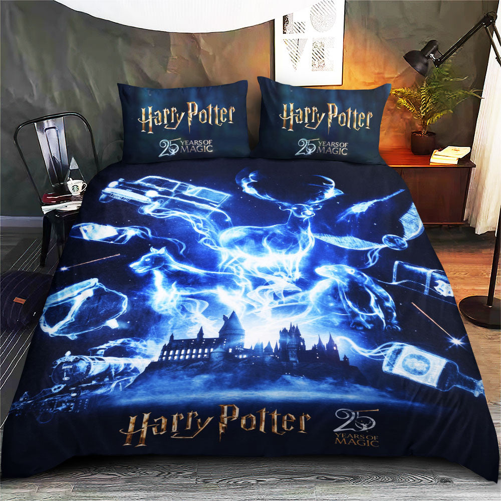 Harry Potter 25th Anniversary Bedding Set Harry Potter Merch Bedroom Decor Ideas Gift For Son - Merchluma