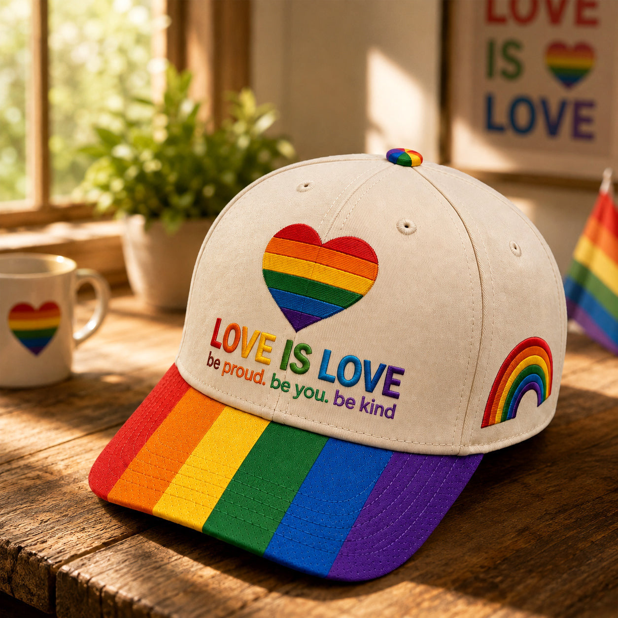 Rainbow Love Is Love Pride Hat Be Proud Be You Be Kind Cap LGBTQ Gifts - Merchluma
