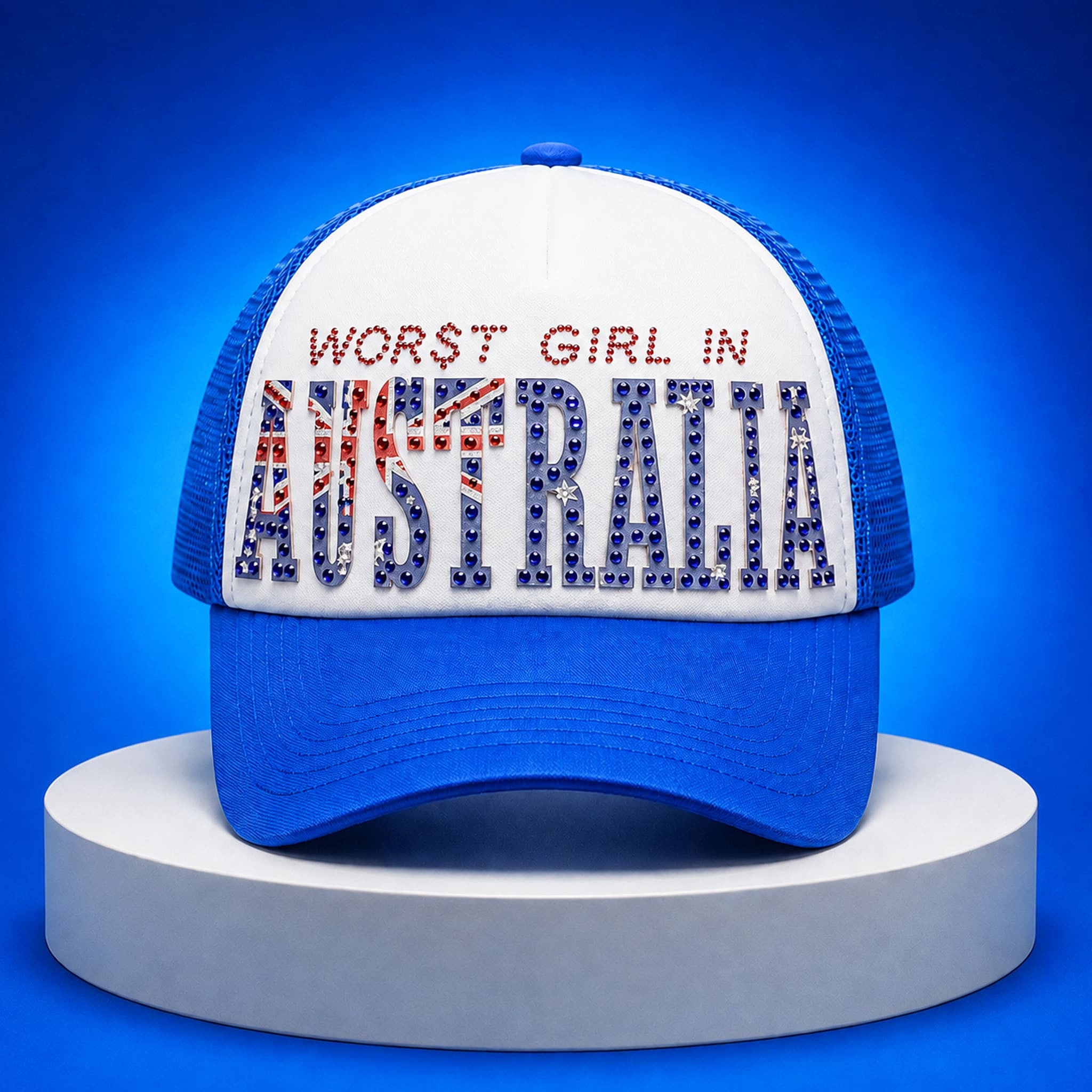 Worst Girl In Australia Trucker Hat Funny Australian Pride Cap Gifts For Her - Merchluma