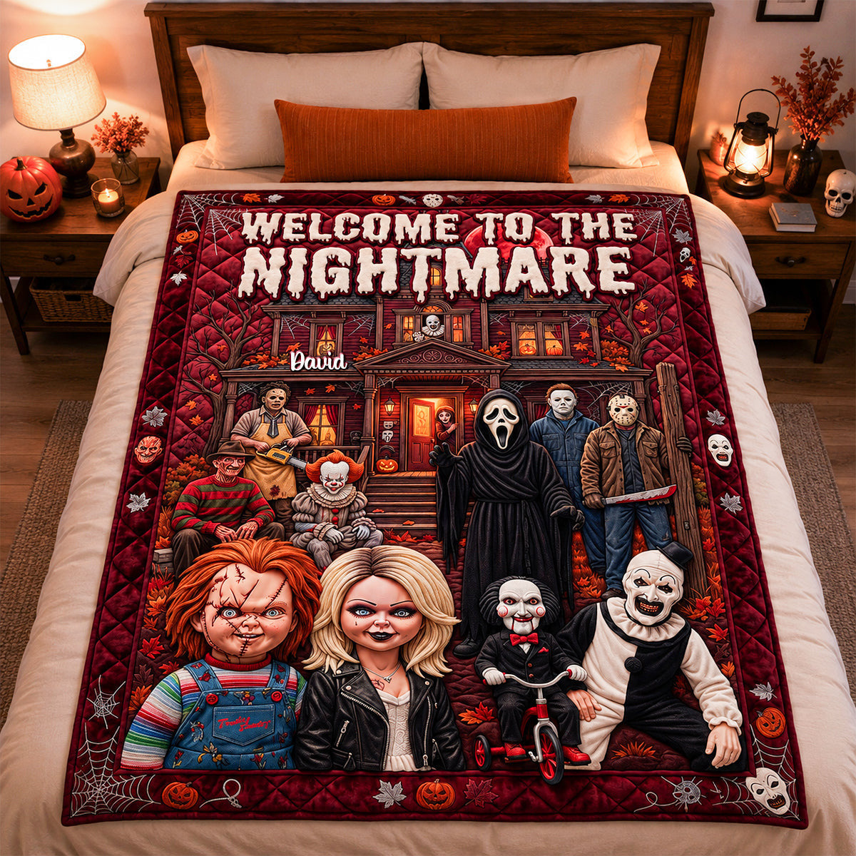 Personalized Horror Movie Characters Welcome To The Nightmare Bedding Set Gifts For Horror Lovers - Merchluma