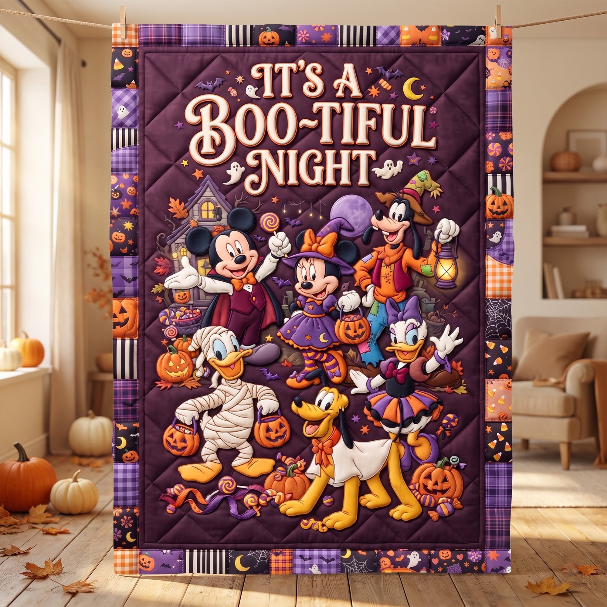 Mickey And Friends It's A Boo Tiful Night Blanket Best Gifts For Halloween - Merchluma