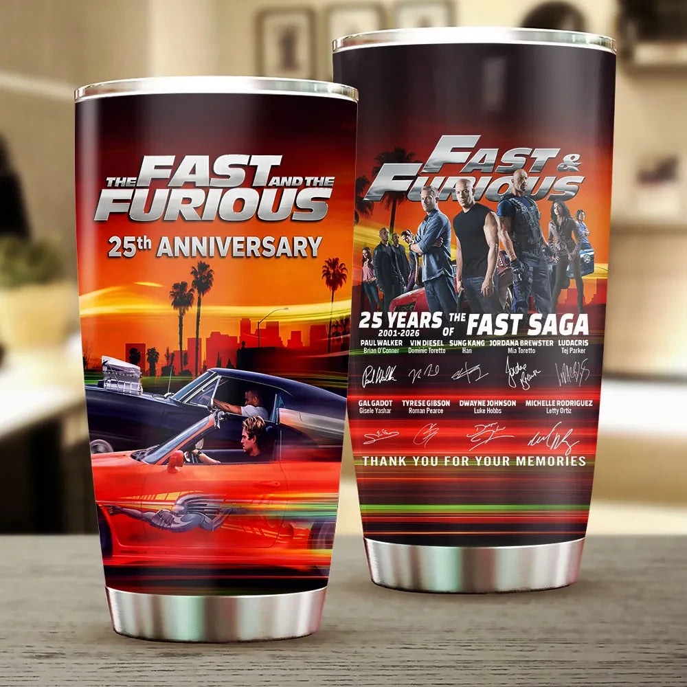 Fast And Furious 25th Anniversary Tumbler Fast And Furious Merch Best Gift For Movie Fan - Merchluma