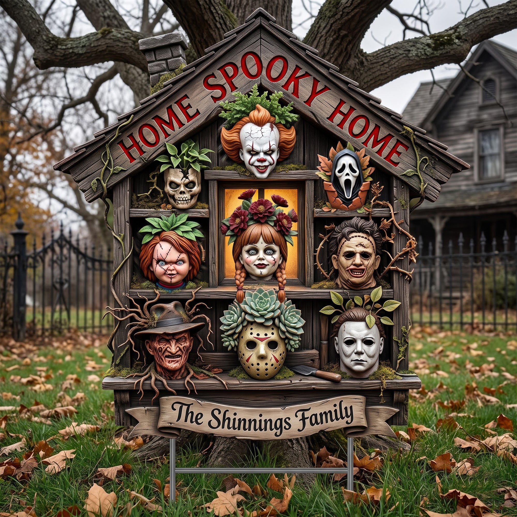 Personalized Horror Movie Characters Spooky Home Yard Sign Lawn Decor Gifts For Halloween - Merchluma