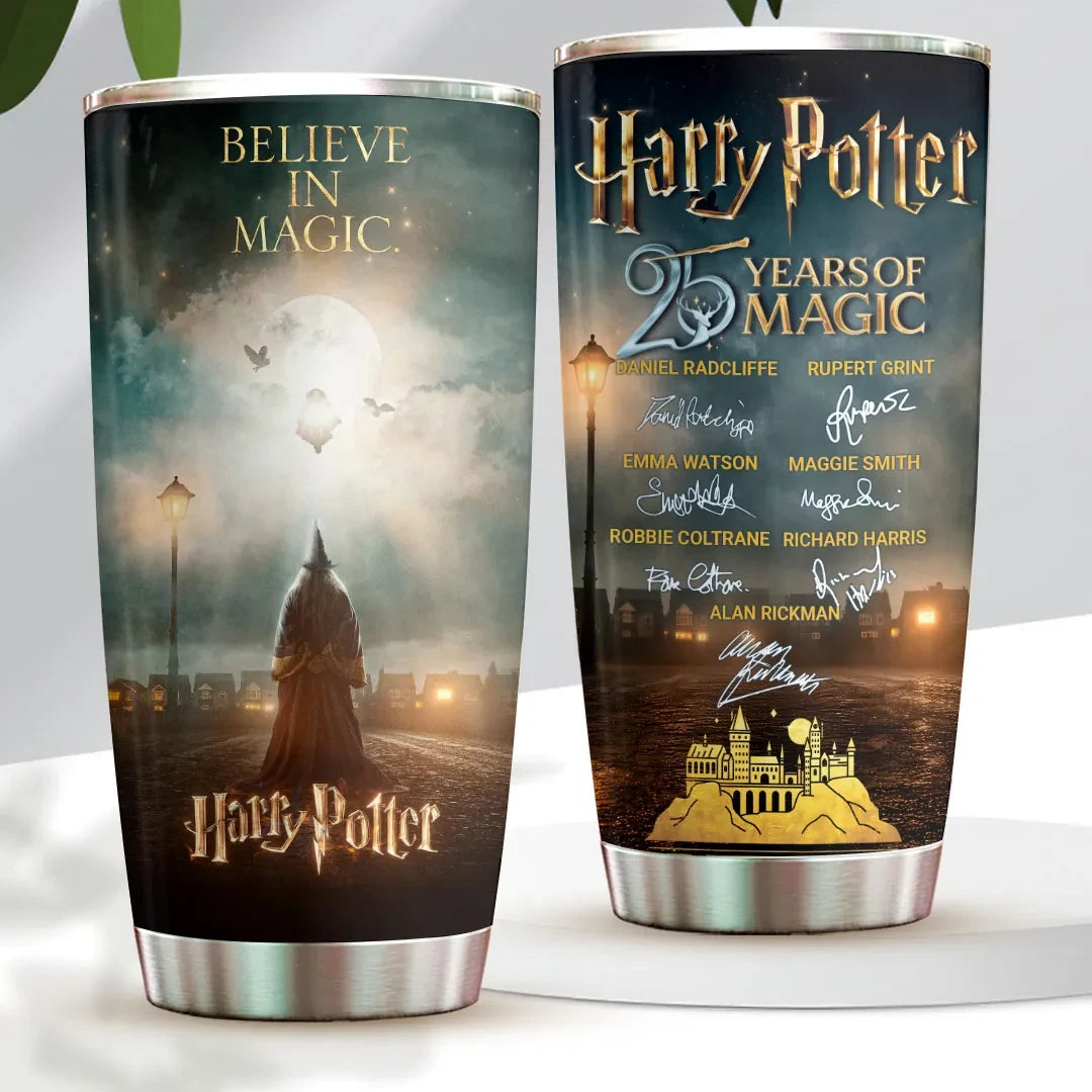 Harry Potter 25th Anniversary Tumble Believe In Magic Travel Cup Harry Potter Merch Gifts - Merchluma