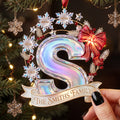 Personalized Snowflake Alphabet Acrylic Ornament Christmas Tree Ornaments Gifts For Holiday - Merchluma