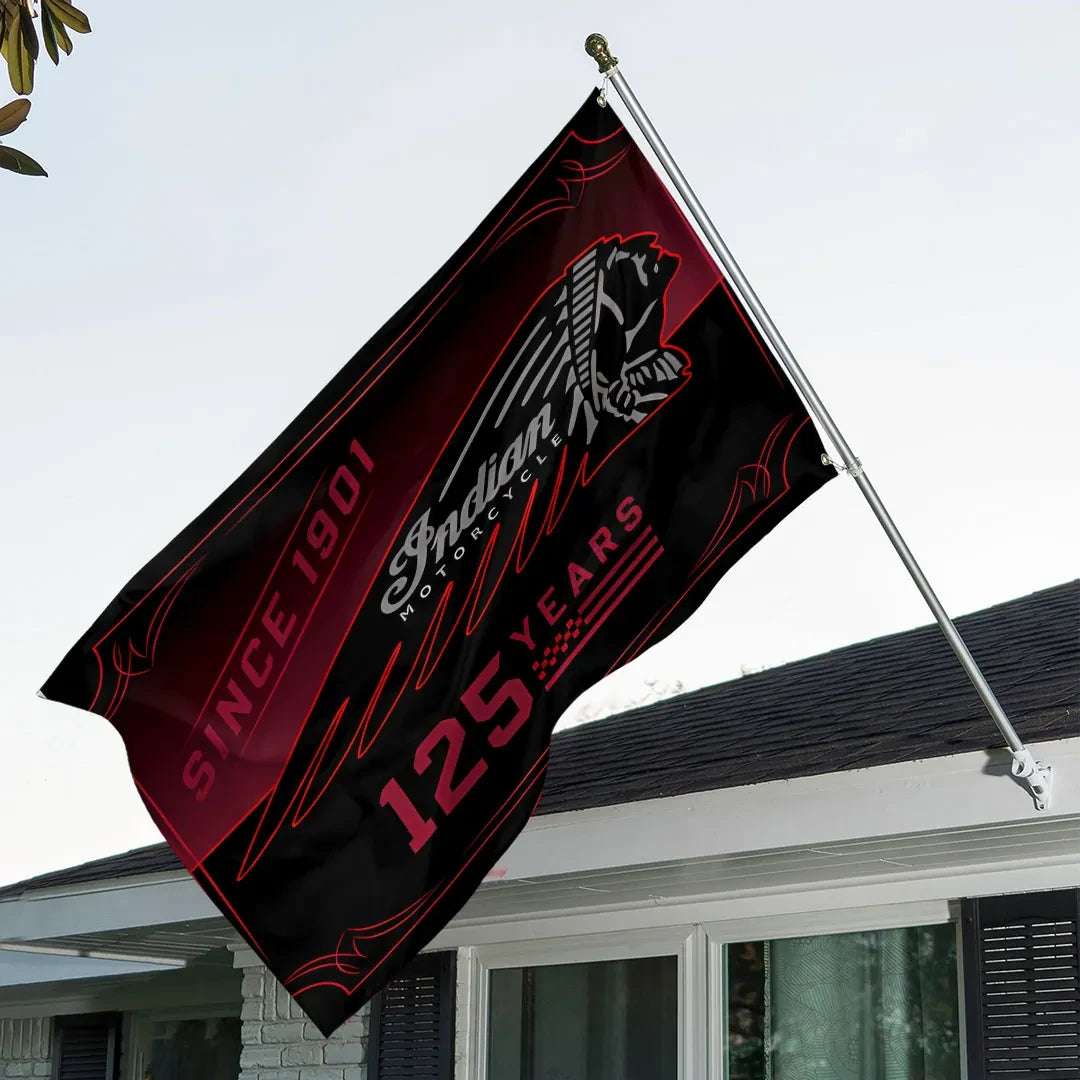 Indian Motorcycle 125th Anniversary Flag Indoor Home Decor Gift For Family - Merchluma