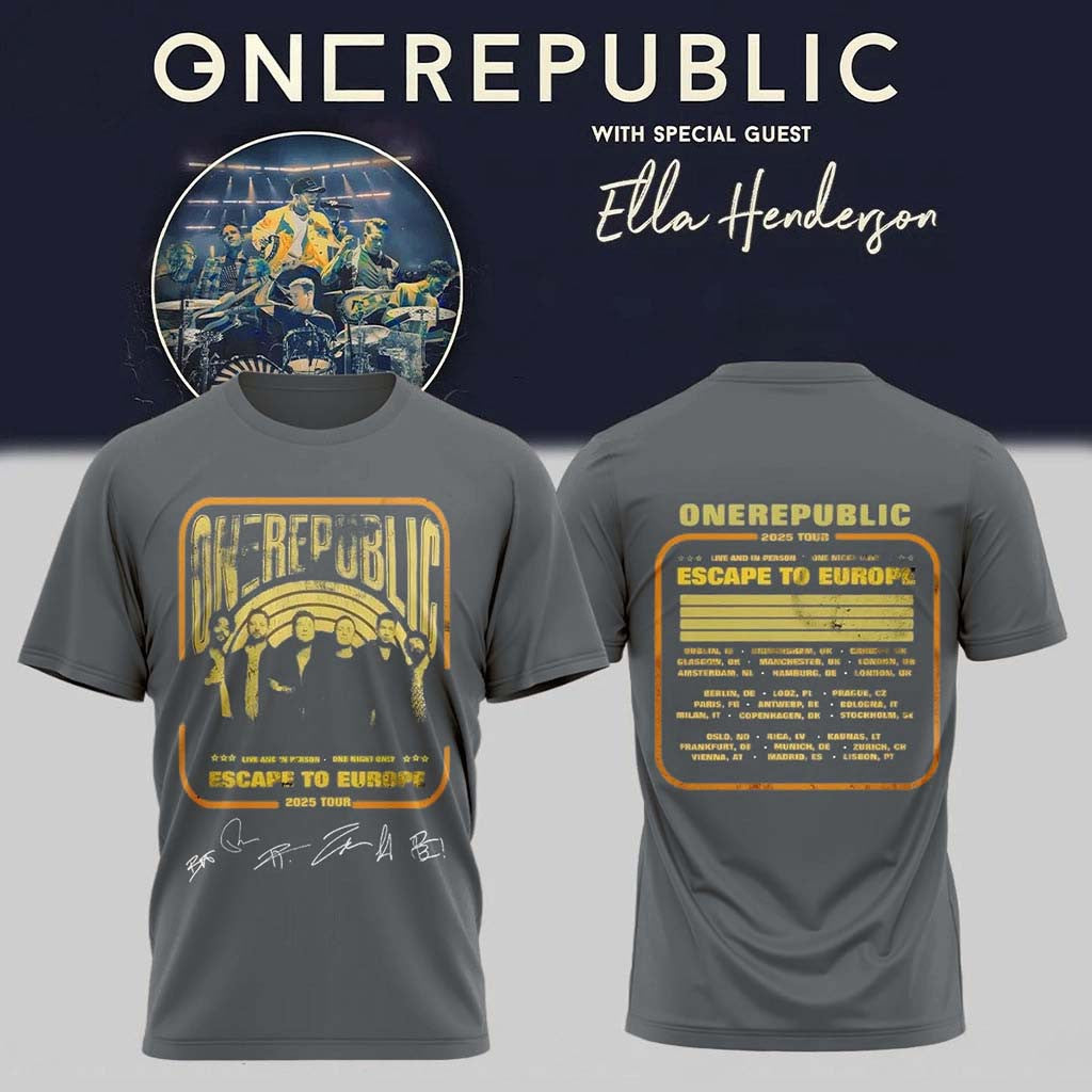 OneRepublic Merch Escape To Europe 2025 Tour T-Shirt Gift Ideas For Music Lovers - Merchluma