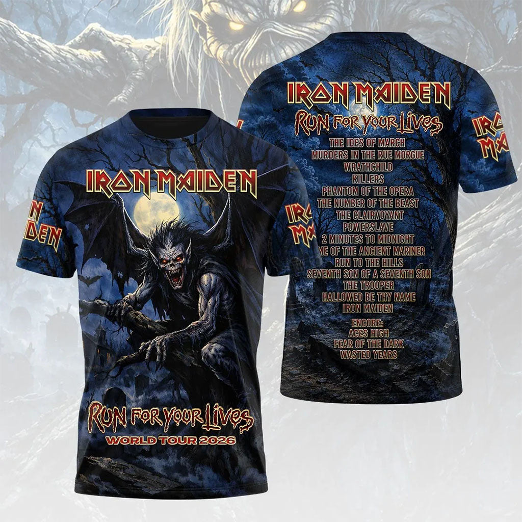 Iron Maiden Merch Run For Your Lives World Tour 2026 Iron Maiden T-Shirt Gifts For Music Fans - Merchluma
