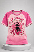 Witchy In October We Wear Pink Breast Cancer Awareness Shirt Women Halloween T-Shirt Gifts - Merchluma