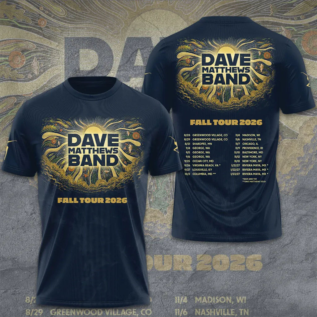 Dave Matthews Band 2026 Fall Tour T-Shirt Dave Matthews Merch Gifts For Music Lovers - Merchluma