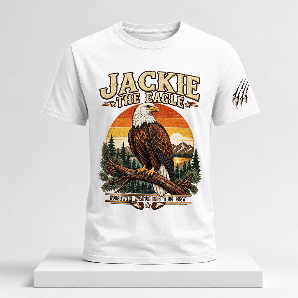 Jackie The Eagle Forever Watching The Sky 2026 Shirt White Jackie Memorial Clothing - Merchluma