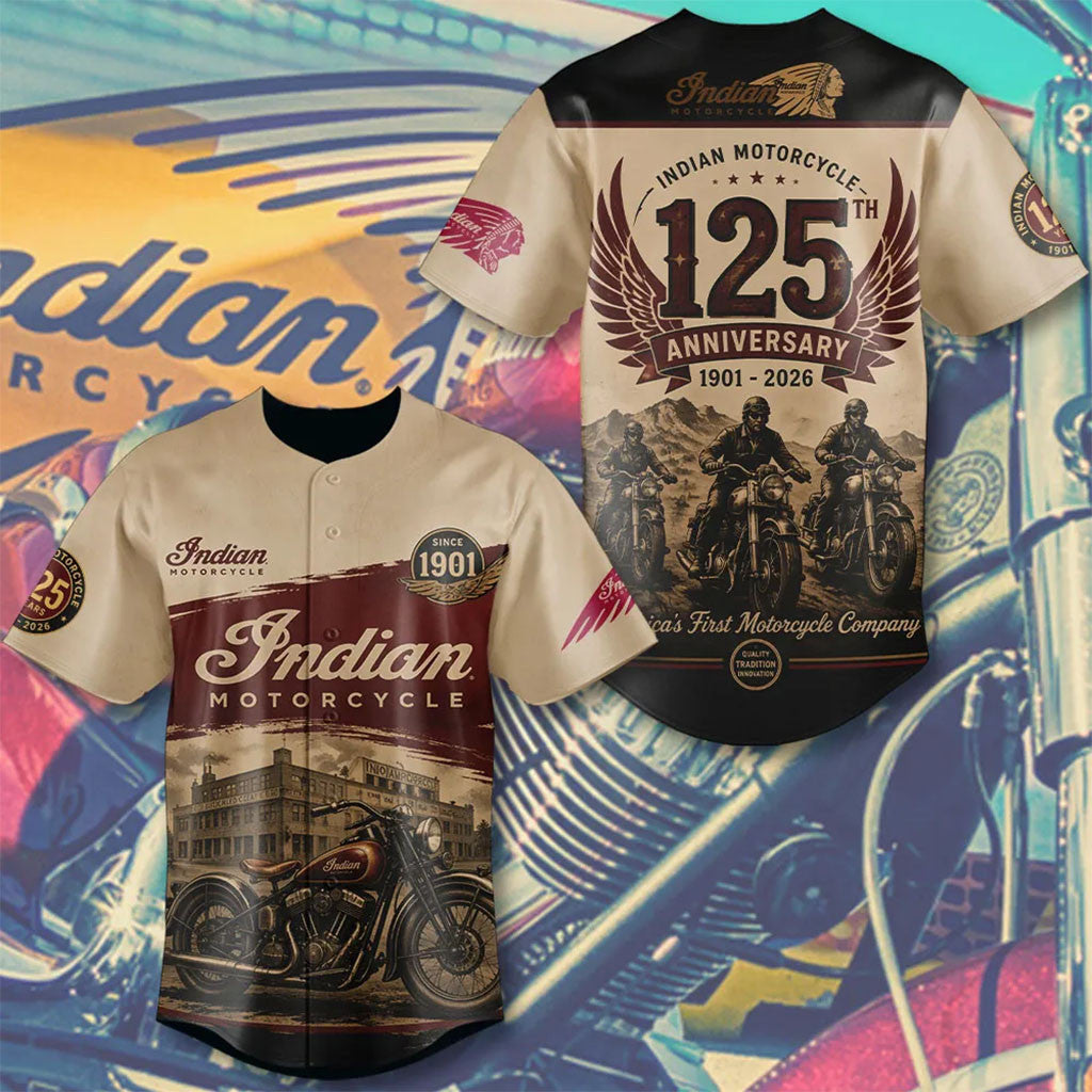 Indian Motorcycle 125th Anniversary Baseball Jersey Indian Motorcycle Merch Gifts For Husband - Merchluma
