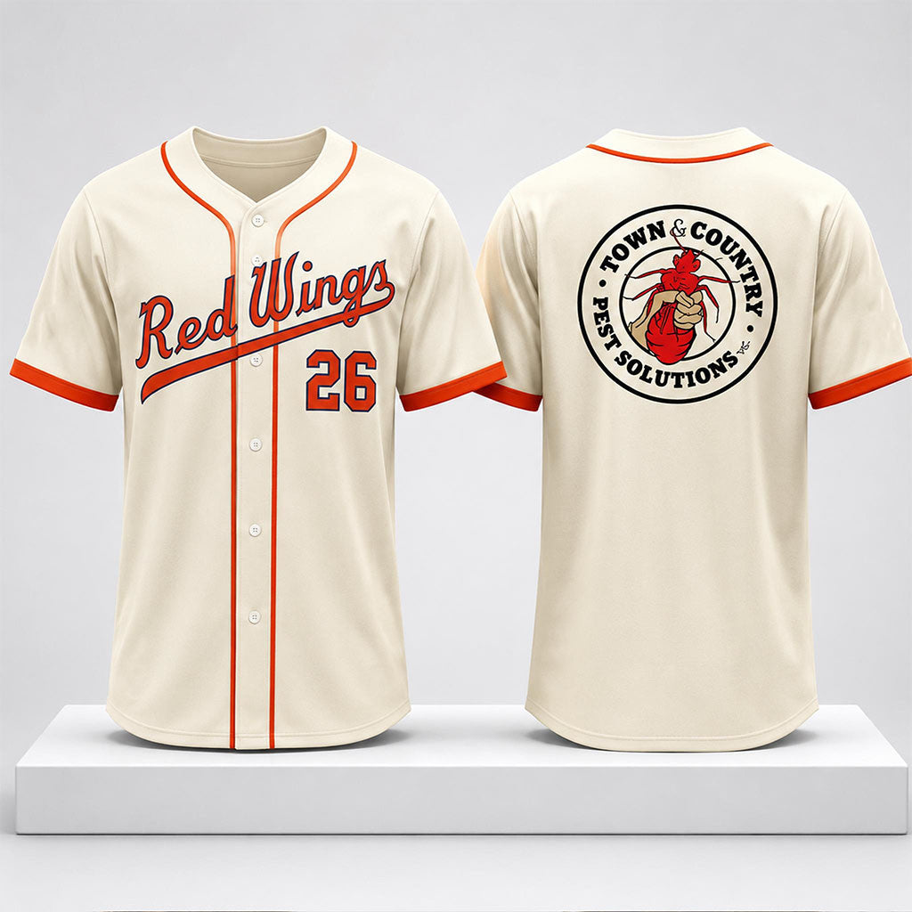 Rochester Red Wings Town Country Pest Solutions Jersey 2026 Red Wings Merch Fans Gifts - Merchluma
