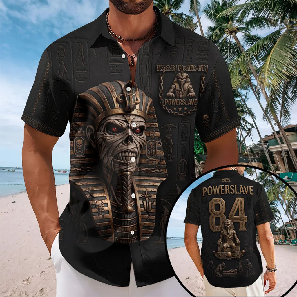 Iron Maiden Merch Powerslave #84 Iron Maiden Hawaiian Shirt Gift Ideas For Music Lovers - Merchluma