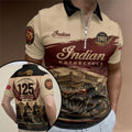 Indian Motorcycle Merch Freedom And Craftsmanship 125th Anniversary Zip Polo Shirt Biker Gifts - Merchluma