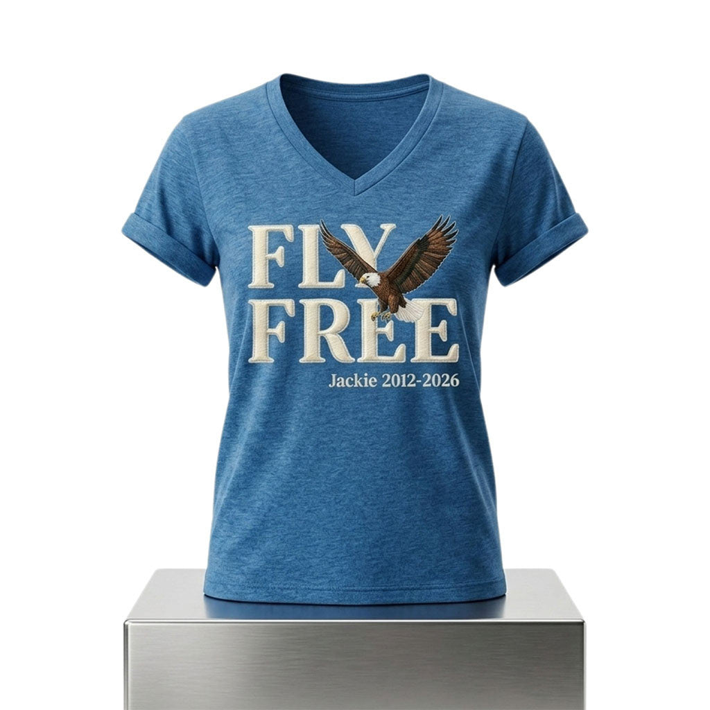Eagle Fly Free Jackie 2012 2026 V-Neck Shirt In Loving Memory Jackie Clothing Gifts For BFF - Merchluma
