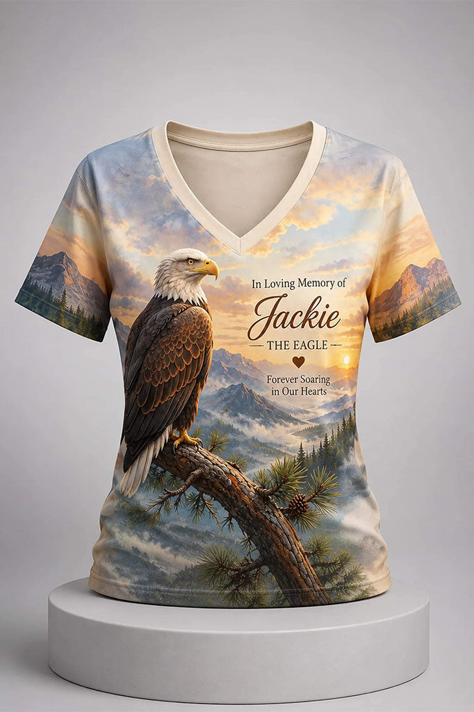 Eagle Deepest Condolences To Jackie May You Rest In Peace V-neck Shirt Jackie Memorial Shirt - Merchluma