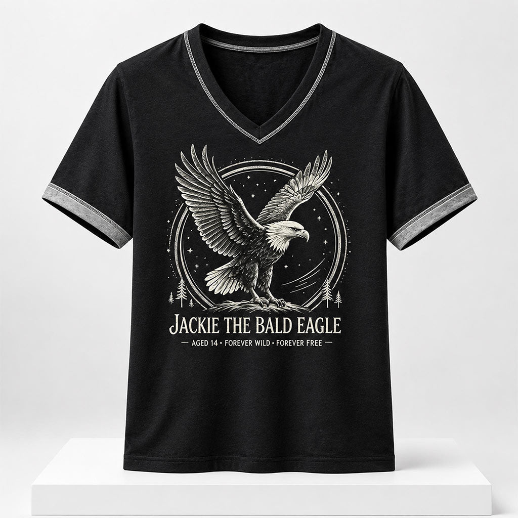 The Bald Eagle Aged 14 Forever Wild Forever Free 2026 V-Neck Shirt Jackie Memorial Clothing - Merchluma