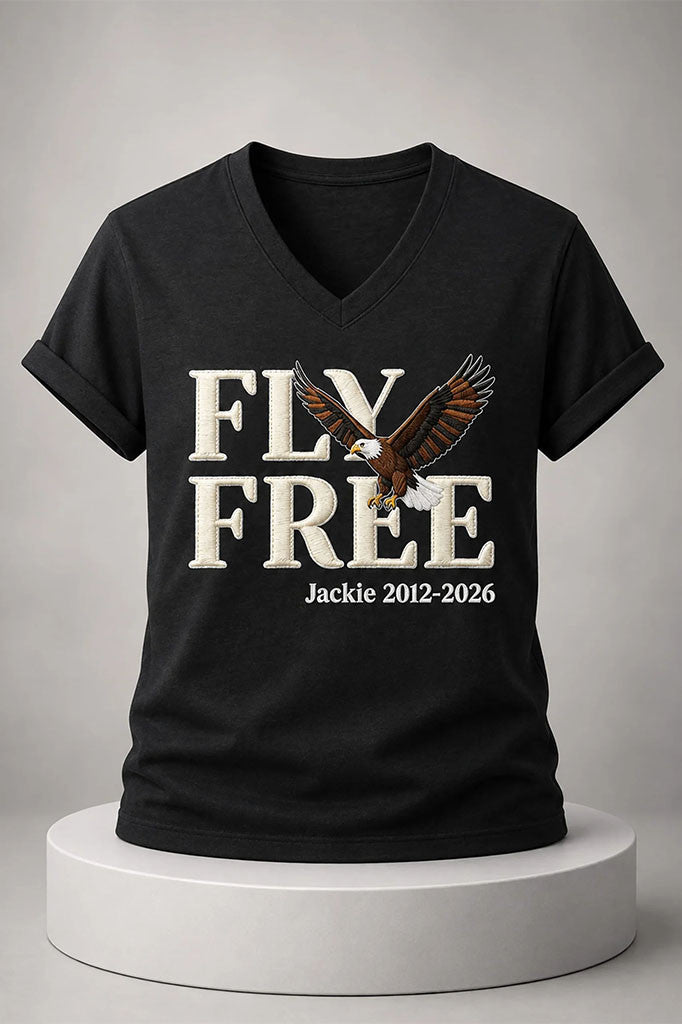 Eagle Fly Free Jackie 2012 2026 V-Neck Shirt Jackie Memorial Clothing Gifts For Her - Merchluma